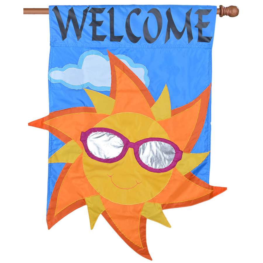 APPLIQUE FLAG WELCOME SUN