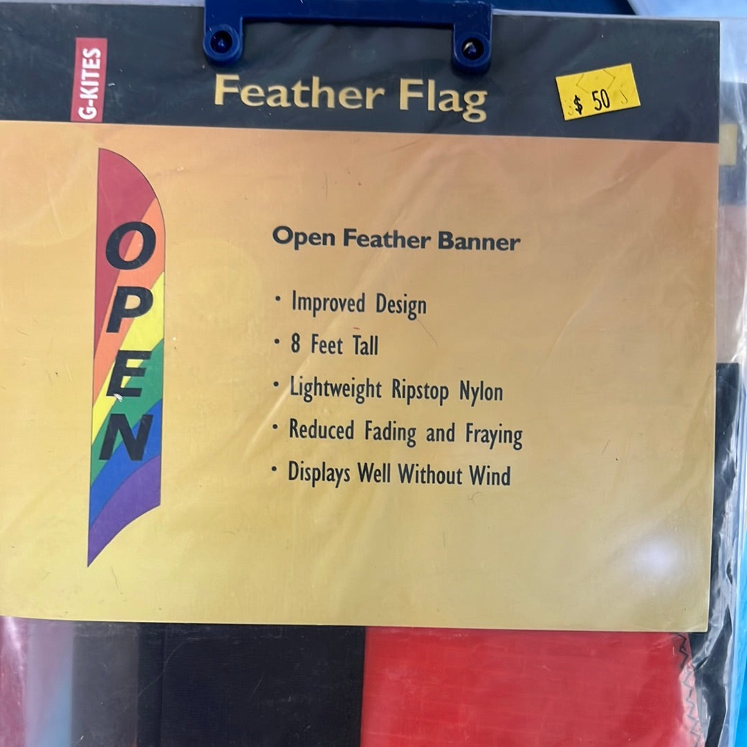 FEATHER FLAG 8 FEET TALL (OPEN)